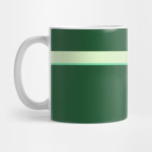 A striking federation of Dark Sea Green, Seafoam Blue, Tea Green, Pine and June Bud stripes. Mug